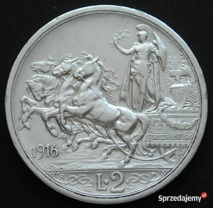 WŁOCHY 2 LIRY 1916 król Wiktor Emanuel III Łódź sprzedam