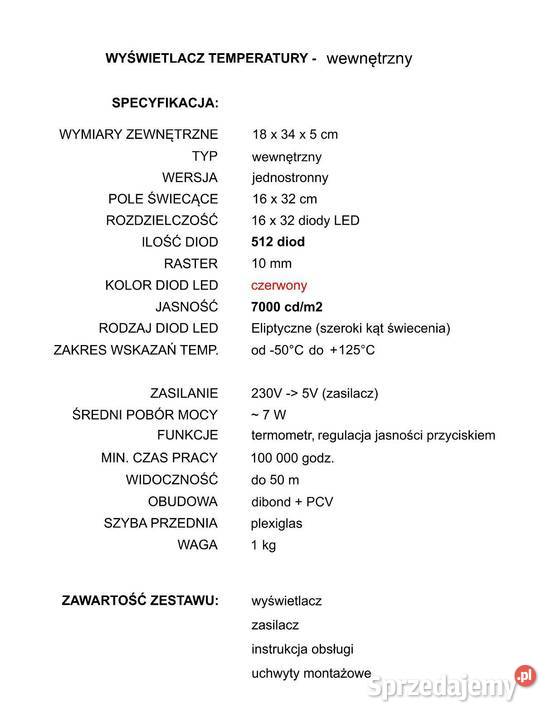 Termometr przemysłowy LED Kłaj