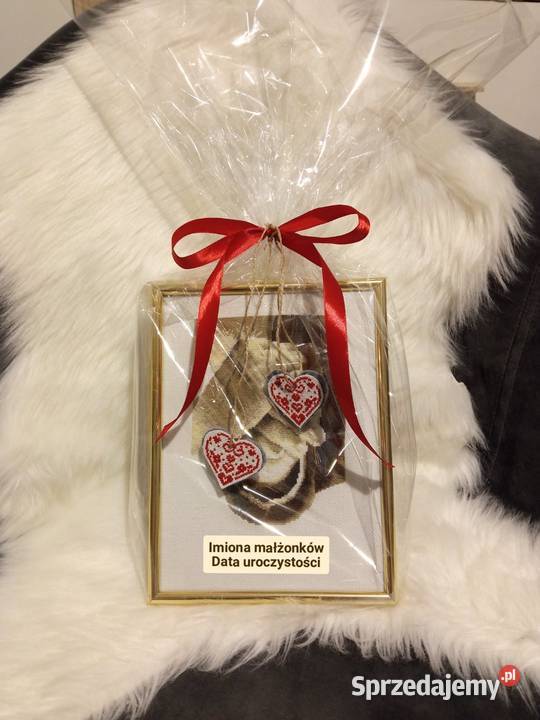 Ślub haft krzyżykowy rękodzieło pamiątka Ślubu Dekoracje i ozdoby