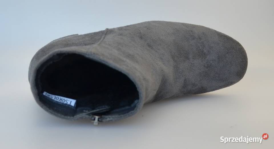 Szare ocieplane damskie botki rozmiar 37 shfn10 skóra ekologiczna Żyrardów