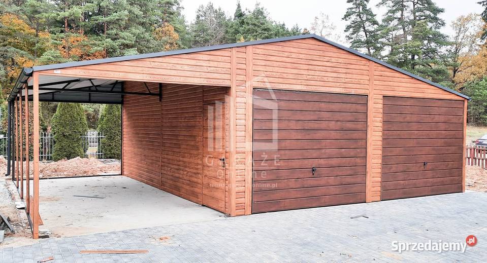 GARAŻ BLASZANY 65m x 6m 3m wiata 2x Brama drzwi Wieliczka