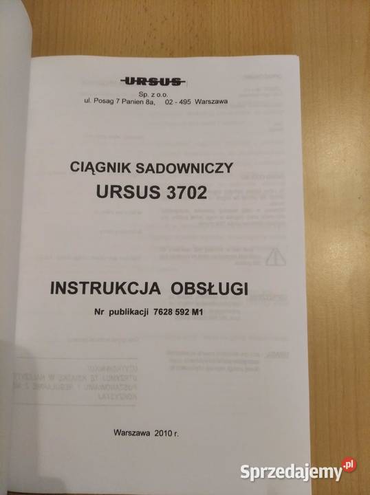 Instrukcja obsługi Ursus 3702 oryginał 2010 lubelskie Lublin
