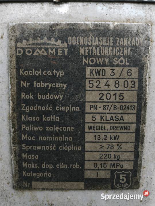 Piec CO na drewno węgiel 132kW Rudawa sprzedam