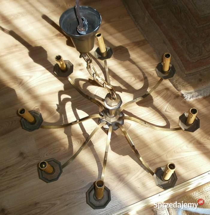 Żyrandol Lampa Mosiężna 8 Ramion Wisząca Stara Oświetlenie Kraków