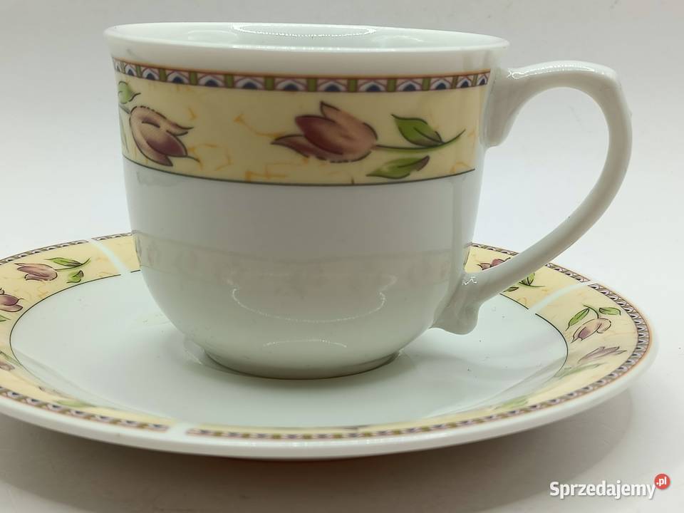Filiżanka ze spodkiem porcelana pastelowe Zamość
