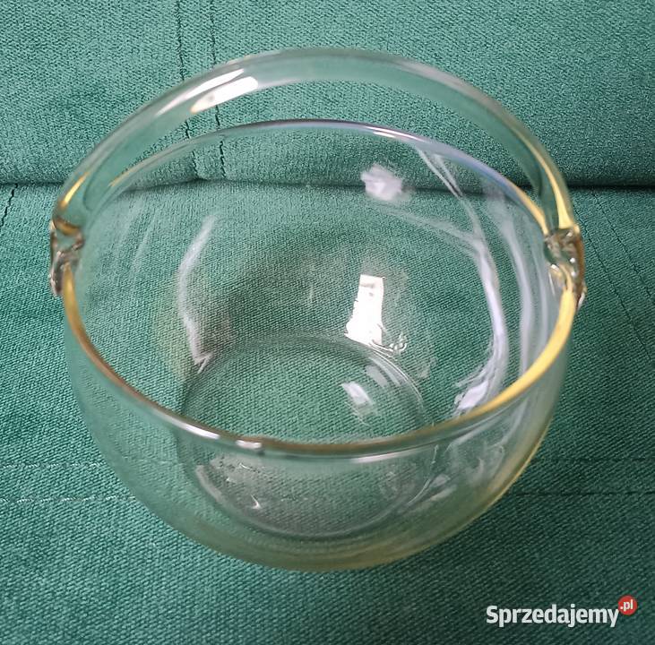 Koszyk szklany bomboniera patera z prl 14cmx14 Zbylitowska Góra