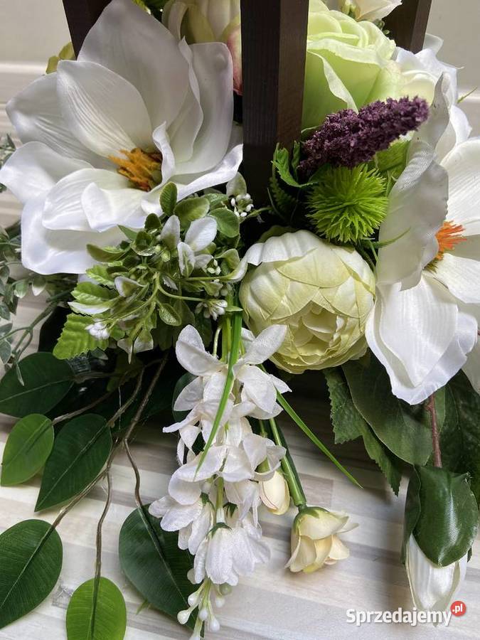 Kompozycja kwiaty sztuczne cmentarz stroik grób Kalisz