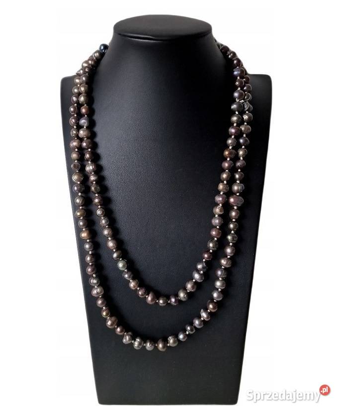 NATURALNE PERŁY ŁOSOSIOWE NASZYJNIK DŁUGI SZNUR śląskie sprzedam