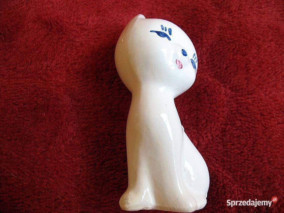 Kot biały mały kotek porcelana 7 x 4 x 3 Siedlce