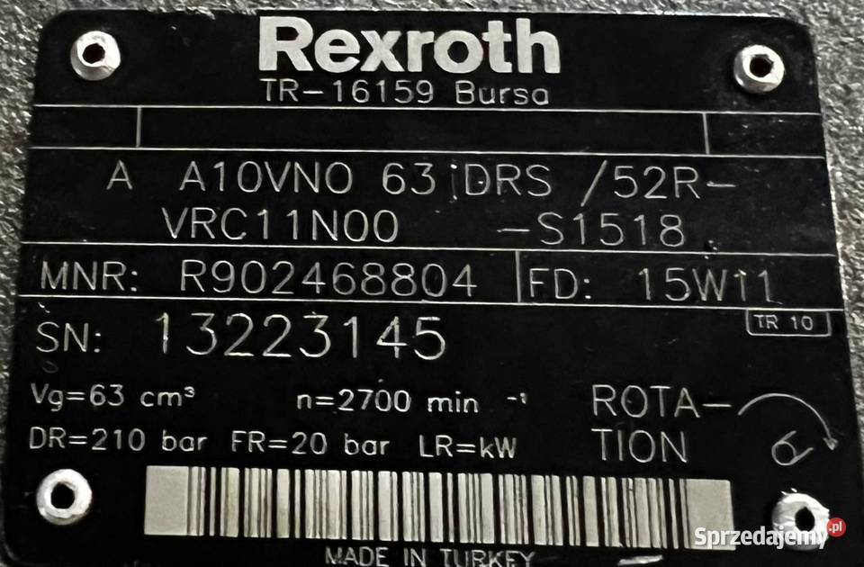 Rexroth A A10VNO 63 DRS 52RVRC11N00 S1518 Poznań