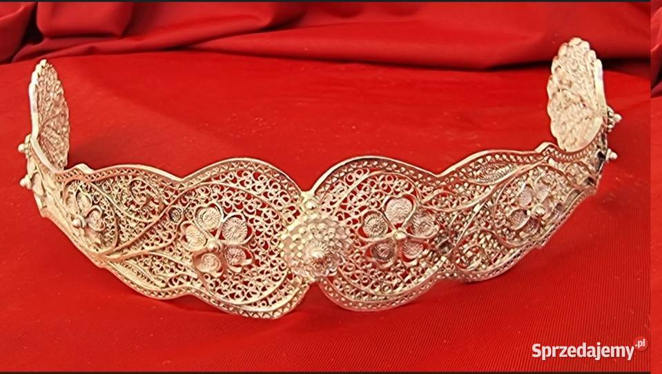 Tiara diadem filigran opaska na głowę srebro Warszawa