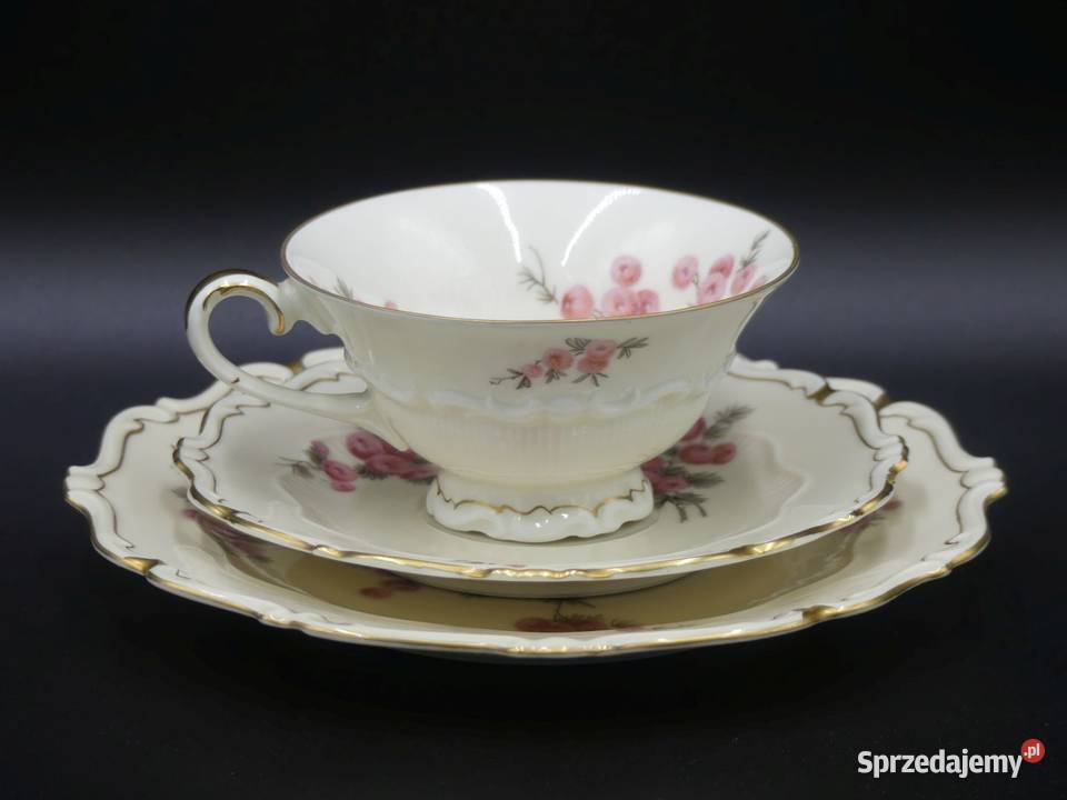 Komplet śniadaniowy Sorau Żary Mimozy Mimose Porcelana i szkło wielkopolskie Poznań