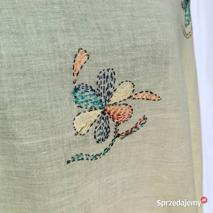 Duża chusta szal dupatta haftowana żółta bawełna Szczecin