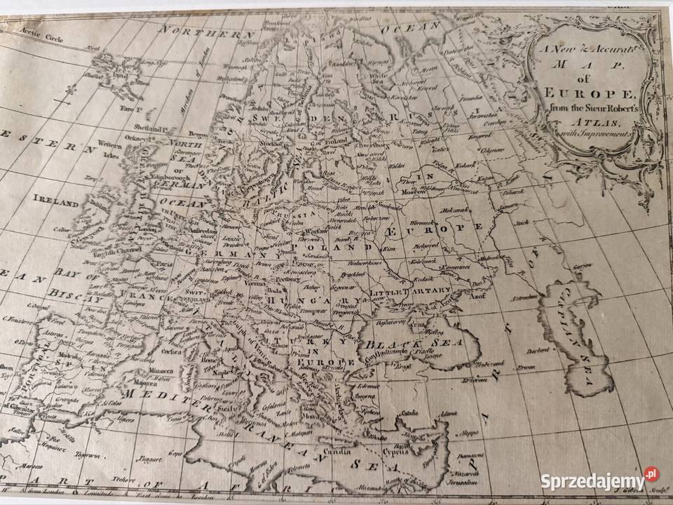 Antyczna Mapa Europy XIX Wiek Oryginalny