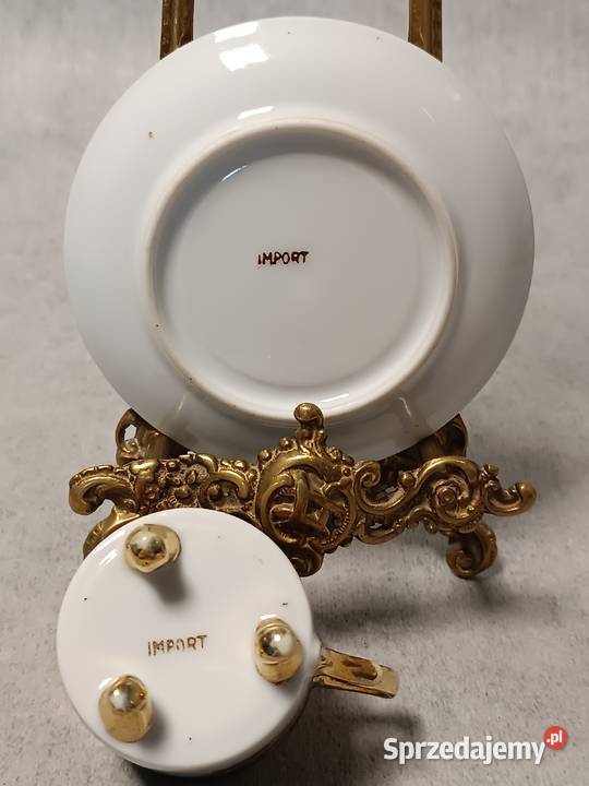 IMPORT Filiżanka kolekcjonerski Duet na stopkach Porcelana i szkło