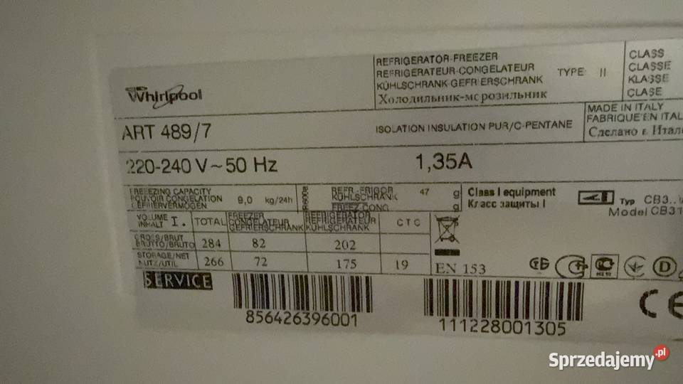 Chłodziarko zamrażarka do zabudowy Whirlpool ART Żory sprzedam