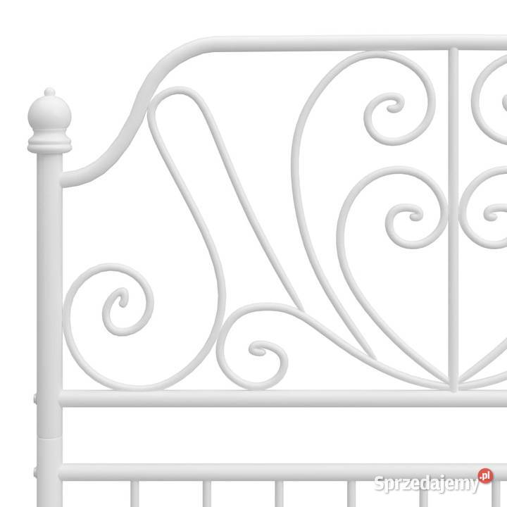 Łóżko Metalowe Białe Rama Łóżka Ze Stelażem 124cm