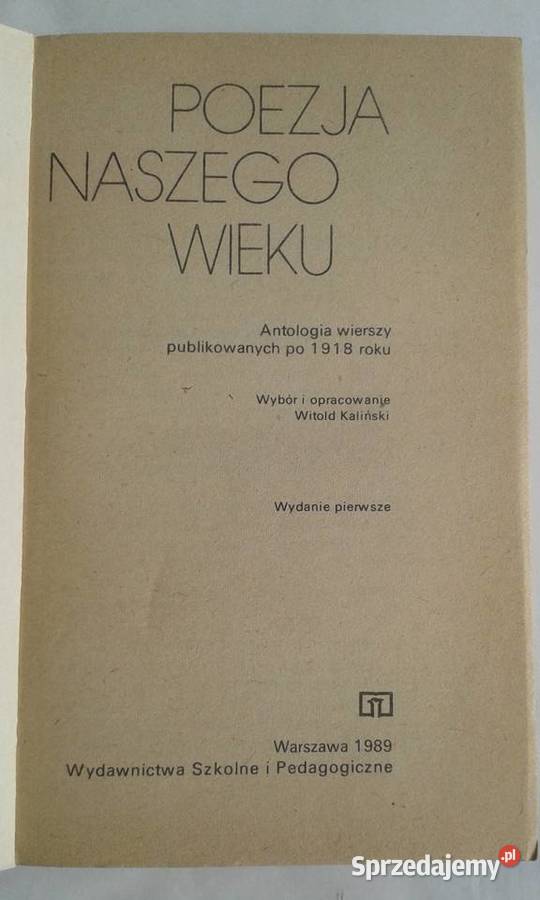 Poezja naszego wieku antologia wierszy 1918r Gdynia