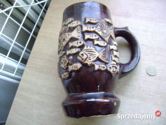 Starocie z PRL Wędkarstwo Kufel ceramiczny 1 Gdynia