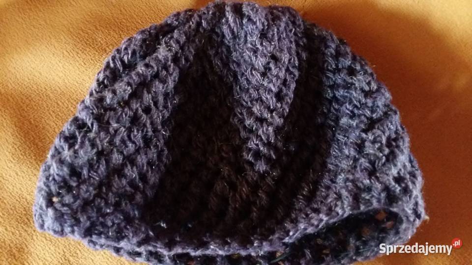 Czapka wełniana kolorowa zielona ażurowa