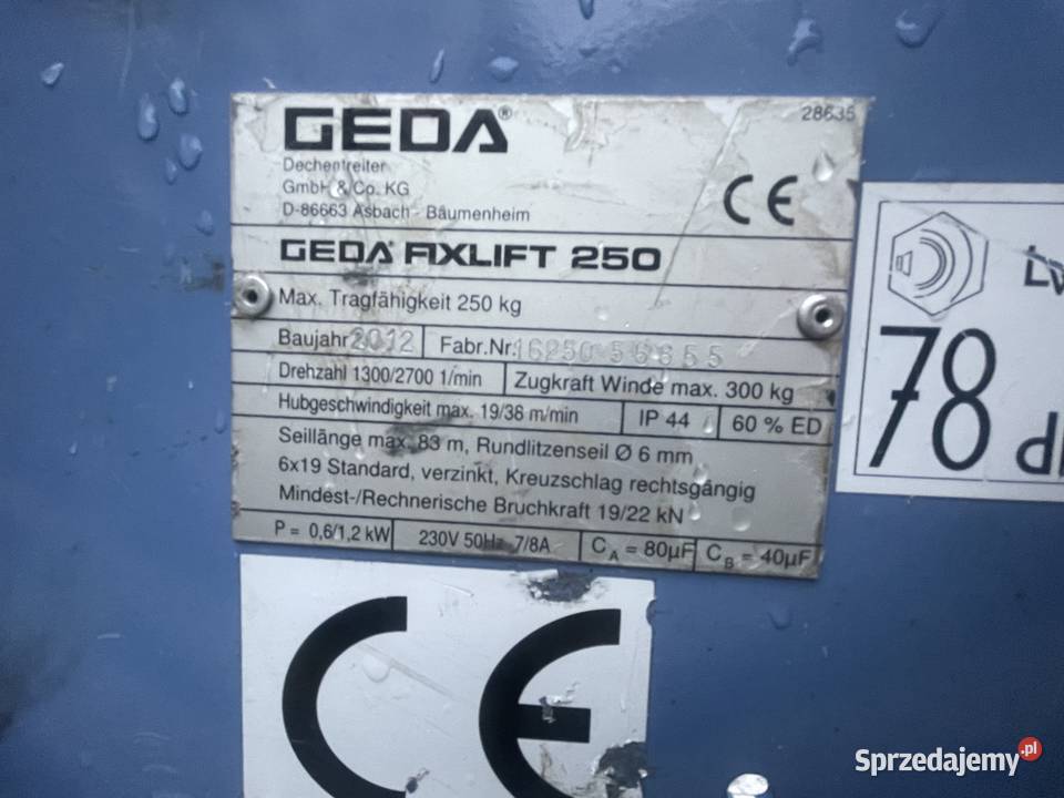 Winda drabina dekarska Geda FixLift 14m 338 Ślesin