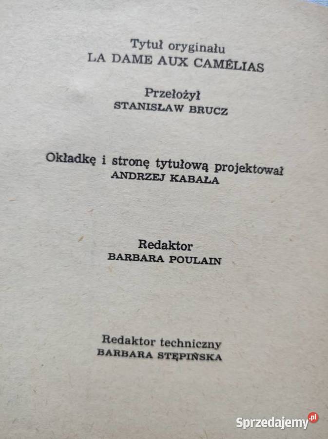 Dama Kameliowa Aleksandr Dumas Rok wydania 0 Kielce sprzedam