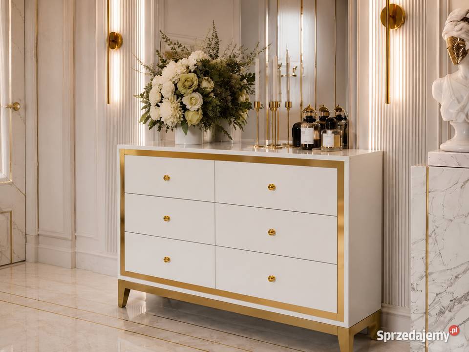 Komoda glamour biała złota nowoczesna na Warszawa sprzedam