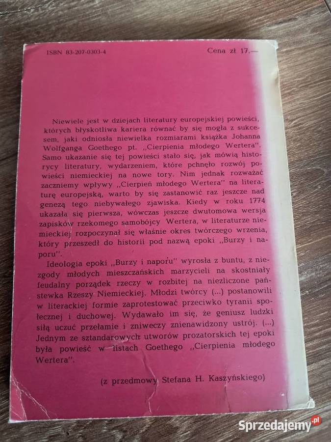 książka z 1981 r cierpienia młodego Wertera świętokrzyskie
