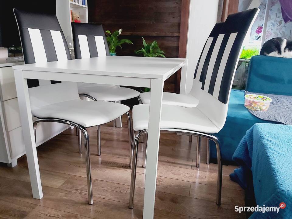 Stół biały rozkładany z krzesłami Bielsko-Biała