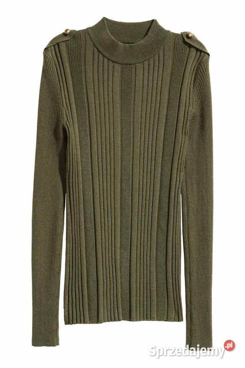 sweter khaki HM xs 34 pagony bluzka Toruń sprzedam