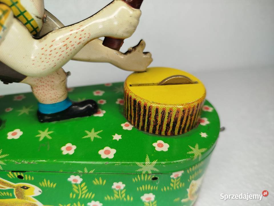 Metalowa Skarbonka z czasów PRLu Drwal Zgierz