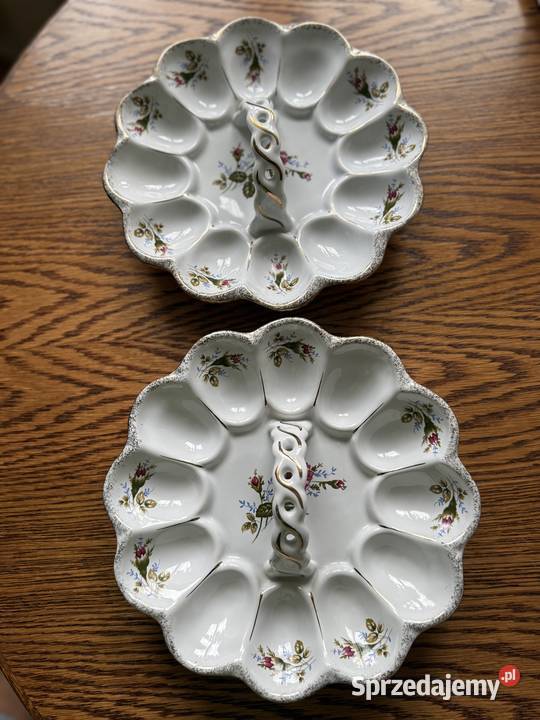 Porcelanowy talerz na jajka biały Lublin
