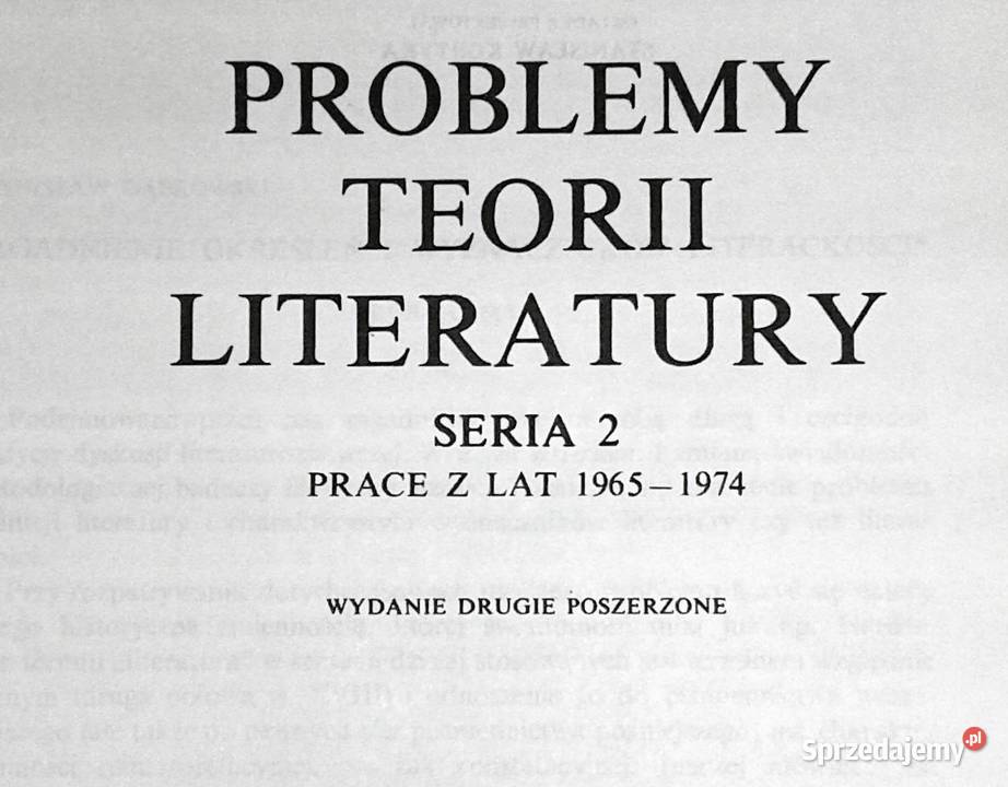 Problemy teorii literatury Roman W Ingarden Rok wydania 1987 Chełm