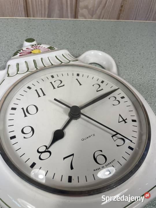 Ceramiczny zegar malowany ludowy Vintage Porcelana i szkło Rzeszów sprzedam
