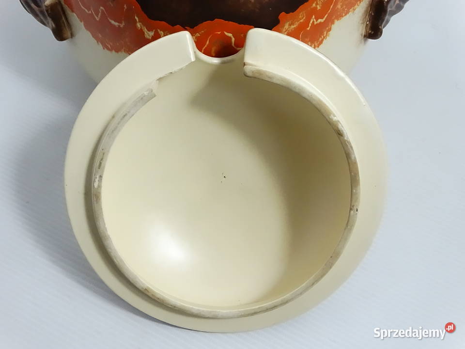 Stylowa ceramiczna waza retro na nóżkach Waza do Biłgoraj sprzedam