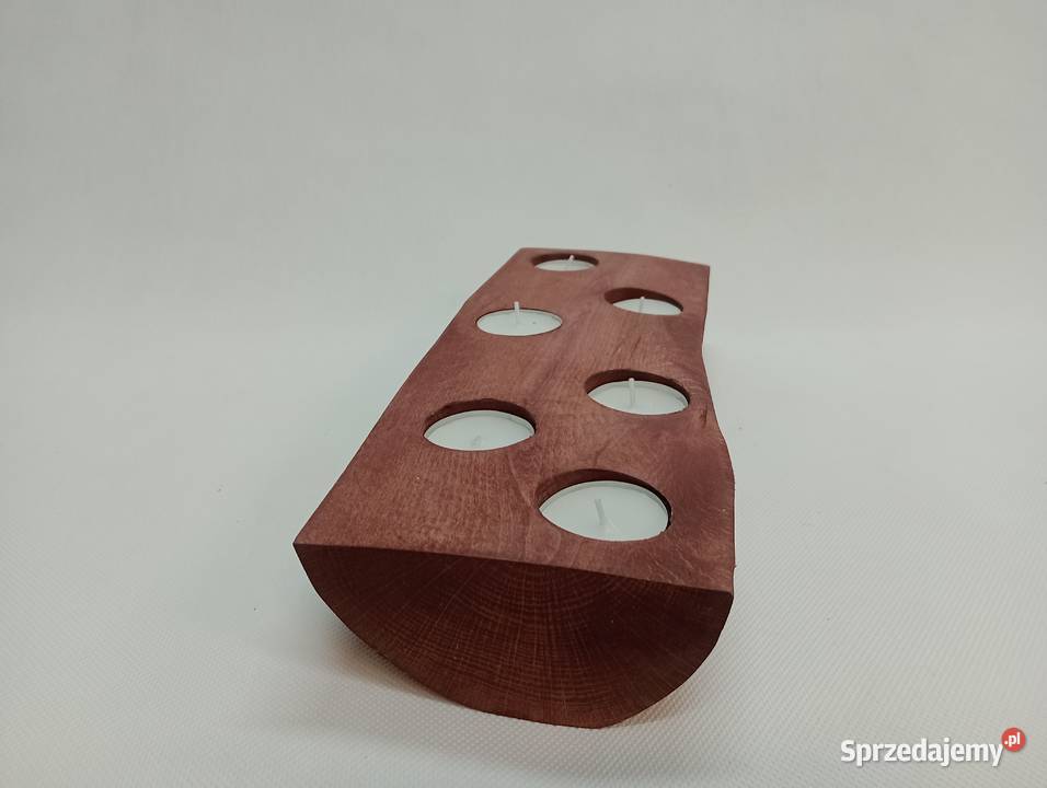 ŚWIECZNIK Z DREWNA TEALIGHT PODGRZEWACZE BUK brązowy Świeczniki Wyposażenie wnętrz Żagań