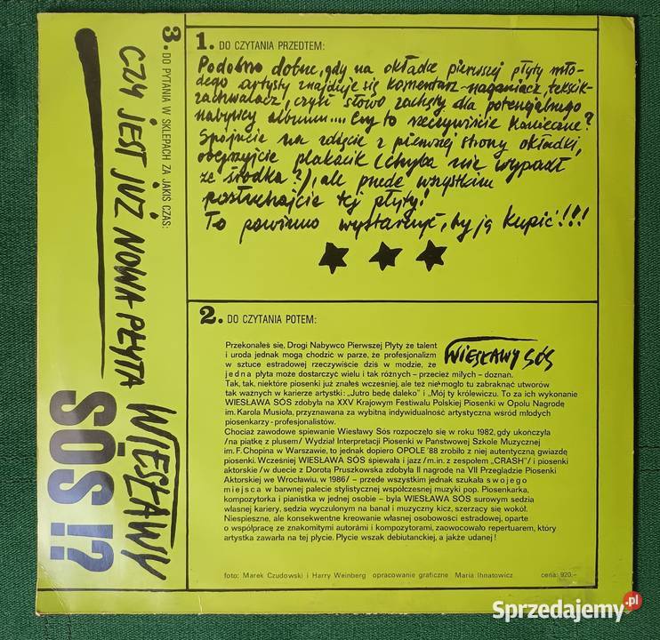 Wiesława Sós 1989 winyl Zbylitowska Góra