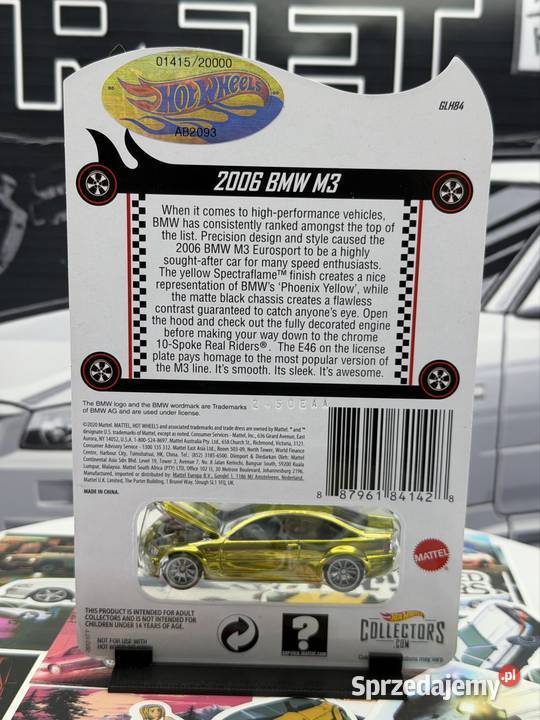 Hot Wheels RLC 2006 BMW M3 Yellow BOX 23 Wrocław