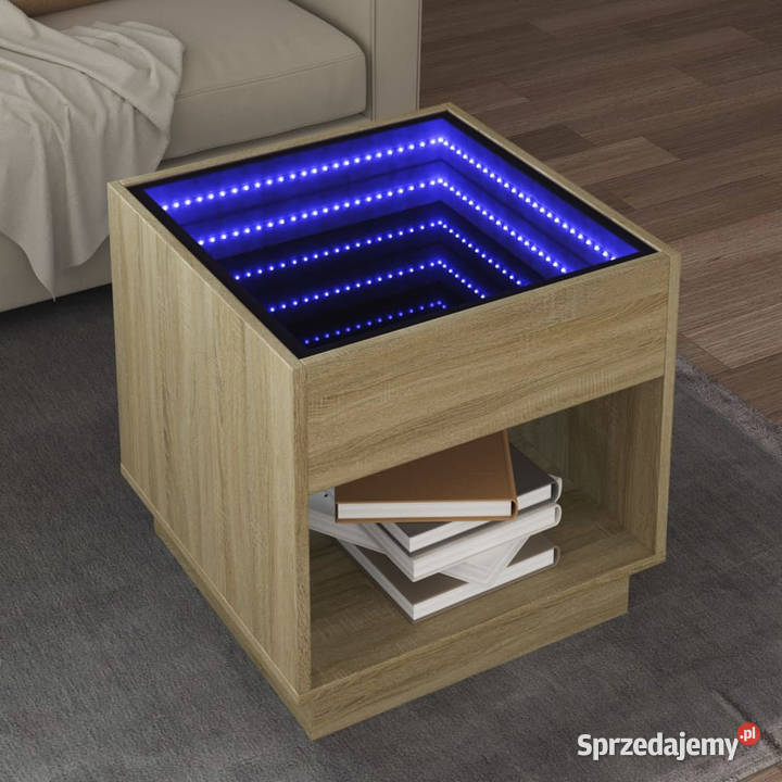 Stolik kawowy z LED Infinity dąb sonoma 50x50x50 Warszawa