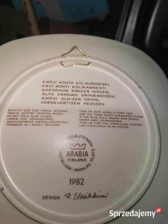 Talerze roczna edycja Arabia Kalevala z 1982 i Talerze i talerzyki wielkopolskie Nowy Tomyśl