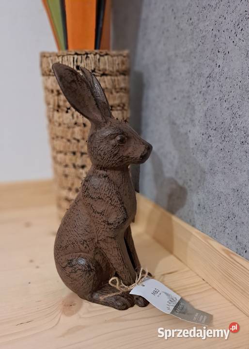 Żeliwna figurka Zając MS Garden Solidna Ozdoba brązowy dolnośląskie Strzegom sprzedam