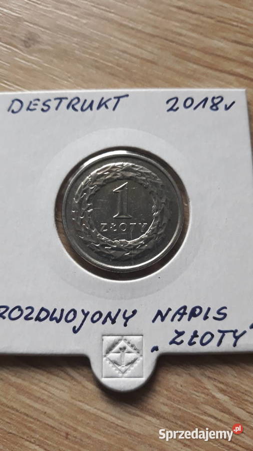 1 złoty 2018 r DestruktPodwojony stempel Konin sprzedam