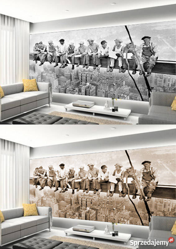 ROBOTNICY NA BELCE Fototapeta samoprzylepna odcienie szarości Wrocław