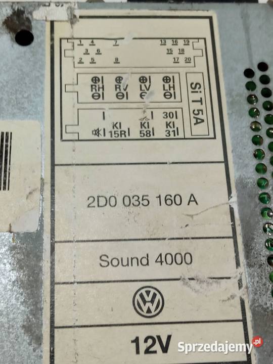 RADIO SOUND 4000 2D0035160A VW Volkswagen LT II Części samochodowe