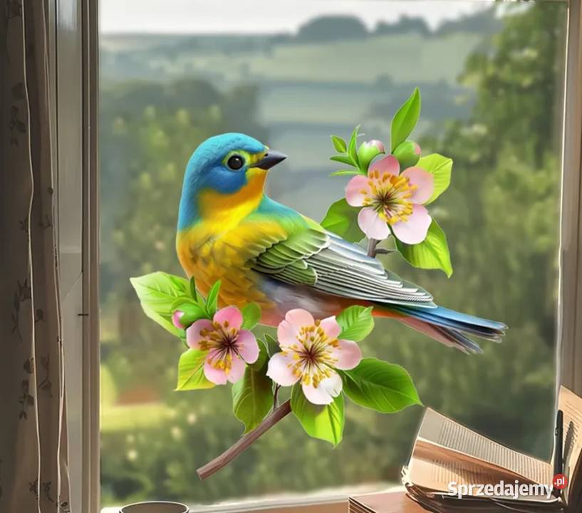 Naklejka na szybę ścianę z ptakiem Ząbki