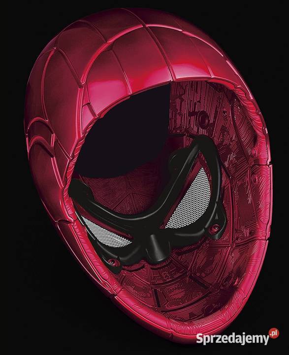 Hełm Iron Spiderman Czarna Seria Światło LED czerwony Mogilany