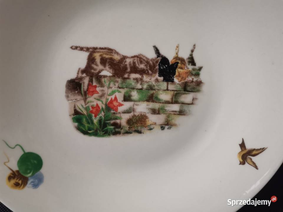 Stary bajkowy talerz porcelana dziecięca śląskie