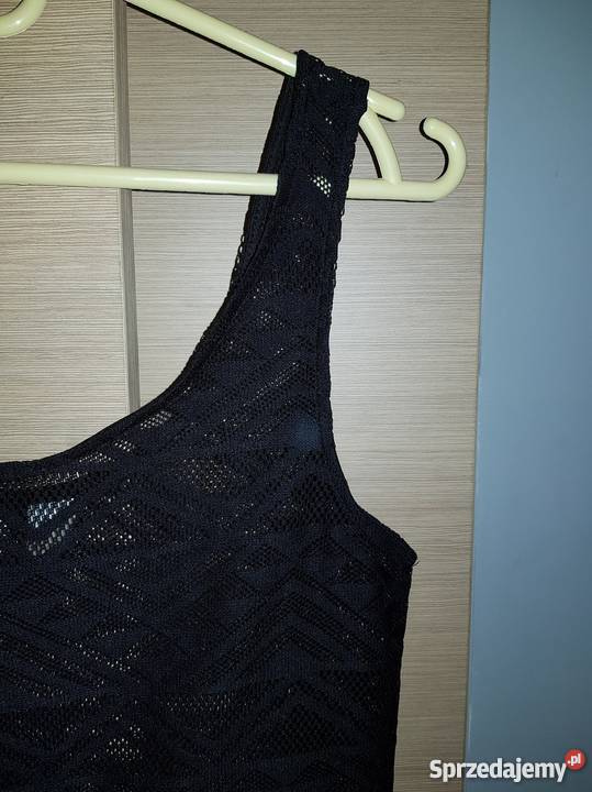 Koszulka top siatka koronka divided hm czarna S Topy i koszulki