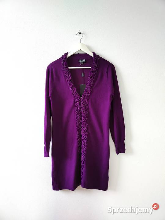 Fioletowy sweter Kardigan Nowy 36 38 Rozpinane