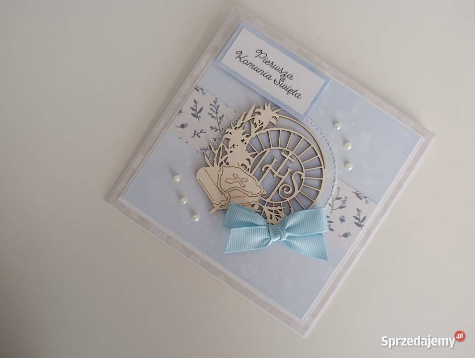 Kartka ręcznie robiona Komunia Święta handmade Łódź
